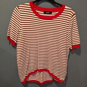 Striped Short Sleeve Tee with Red Accents